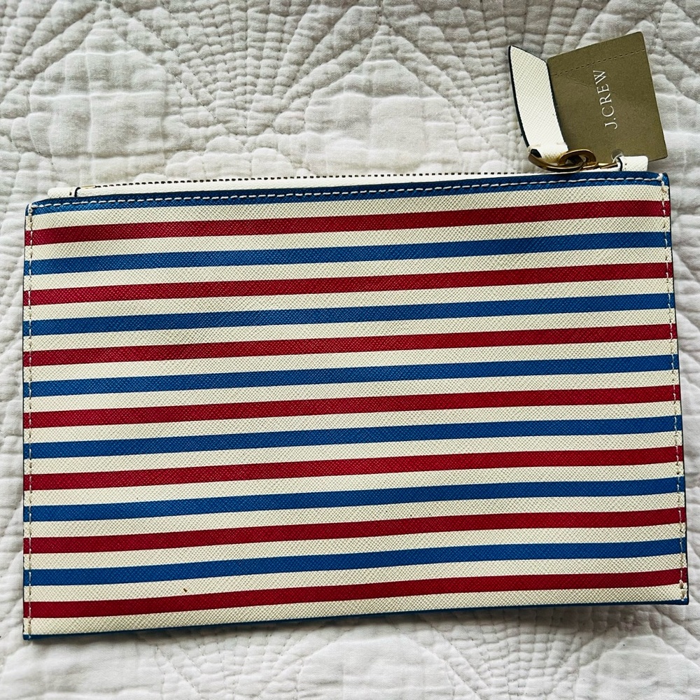 J. Crew Red, White and Blue Striped Pouch